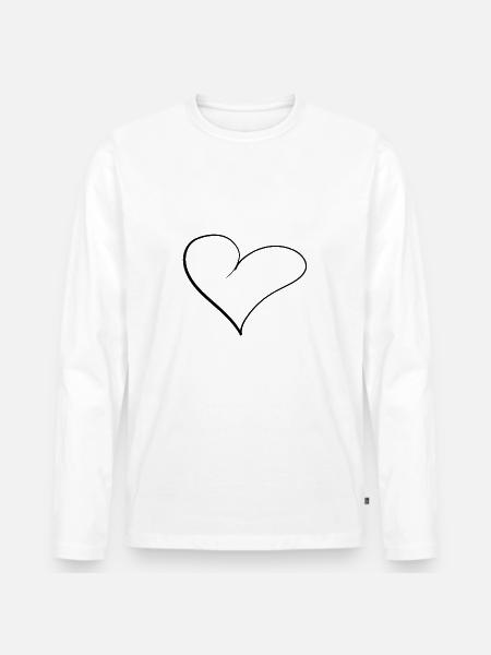 Heart Lines - Men's Premium Organic Long Sleeve Shirt - white