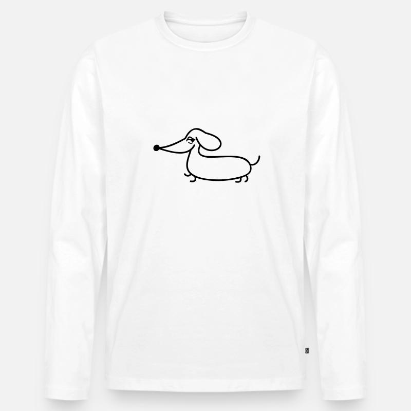 Dackel lustig linear - Männer Premium Bio Langarmshirt - Weiß