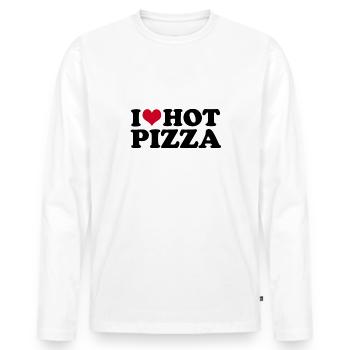 J’adore la pizza chaude - T-shirt manches longues Premium bio Homme - blanc - Devant - Nico (187cm)