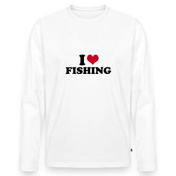 I Love Fishing - Men's Premium Organic Long Sleeve Shirt - white - Front - Nico (187cm)