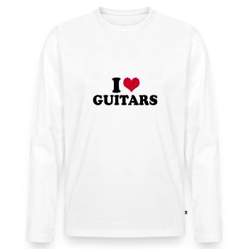 J’aime les guitares guitare - T-shirt manches longues Premium bio Homme - blanc - Devant - Nico (187cm)
