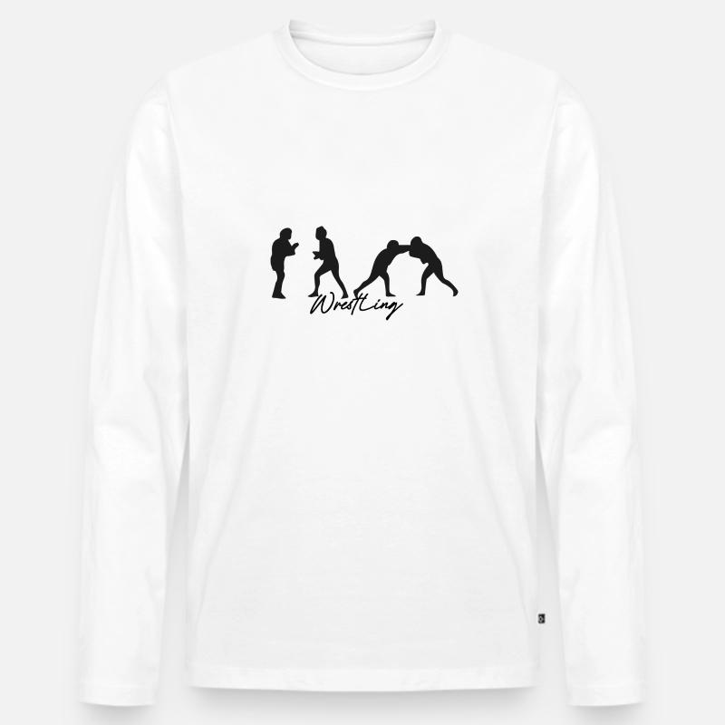 wrestling,sport,wrestler,graffiti,schwarz - Männer Premium Bio Langarmshirt - Weiß