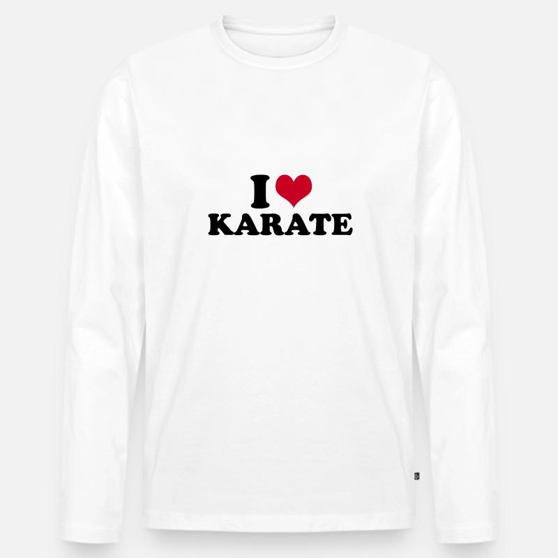 I Love Karate - Männer Premium Bio Langarmshirt - Weiß