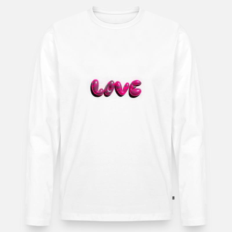 love,3d,graffiti,ballon,bunt,liebe,muster - Männer Premium Bio Langarmshirt - Weiß
