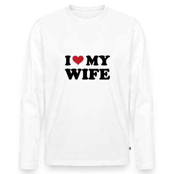 Ich liebe meine Frau - Männer Premium Bio Langarmshirt - Weiß - Vorne - Nico (187cm)