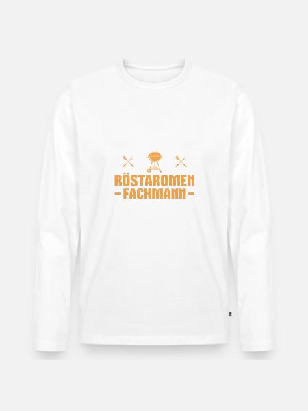 Barbecue Röstaromen Fachmann Grill - Männer Premium Bio Langarmshirt - Weiß