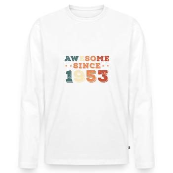 70er 1953 Jahrgang Papa 70. Geburtstag - Männer Premium Bio Langarmshirt - Weiß - Vorne - Nico (187cm)
