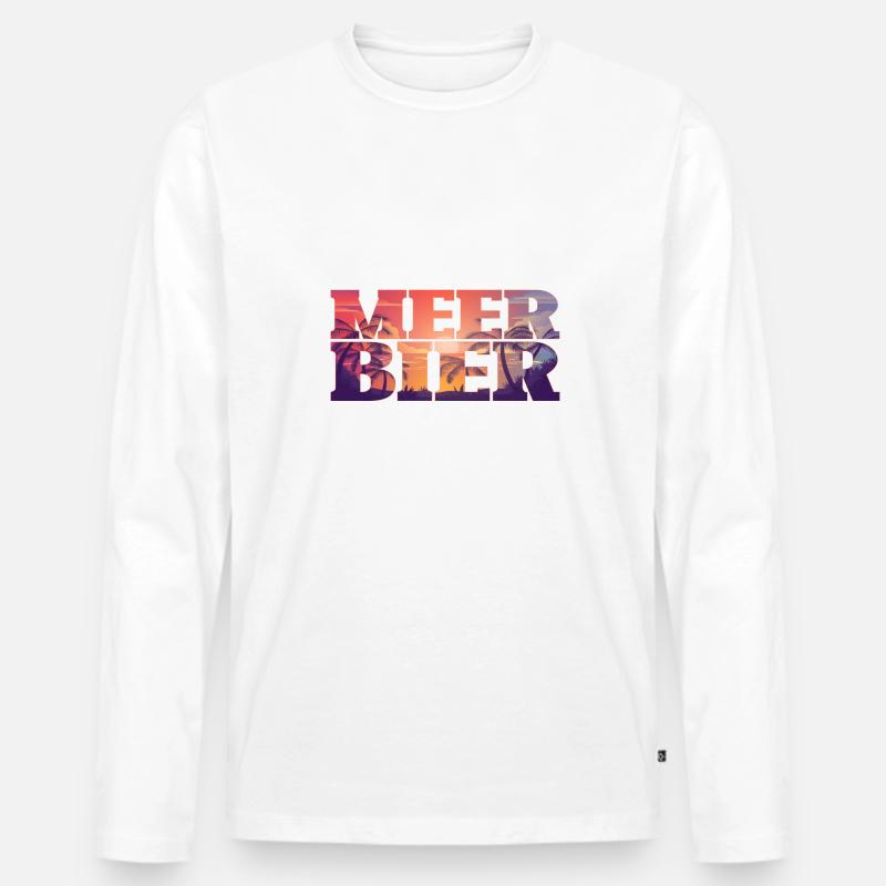 Meer Bier - Männer Premium Bio Langarmshirt - Weiß