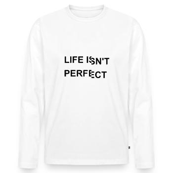 Das Leben ist nicht perfekt - Männer Premium Bio Langarmshirt - Weiß - Vorne - Nico (187cm)