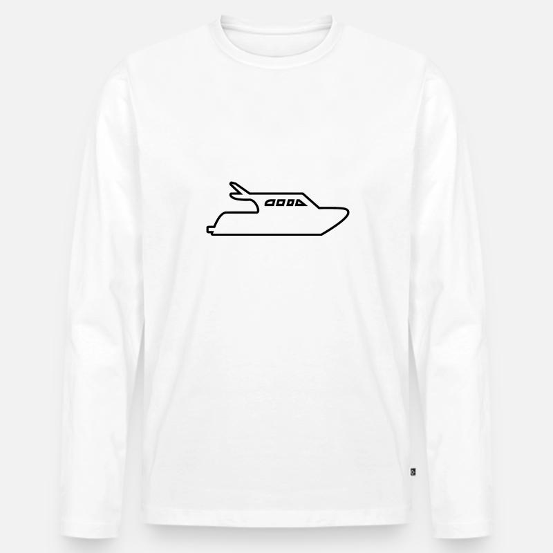 Motorboot - Männer Premium Bio Langarmshirt - Weiß