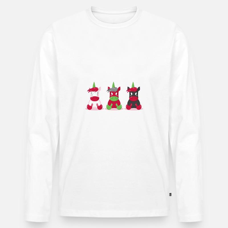 Einhorn - Männer Premium Bio Langarmshirt - Weiß