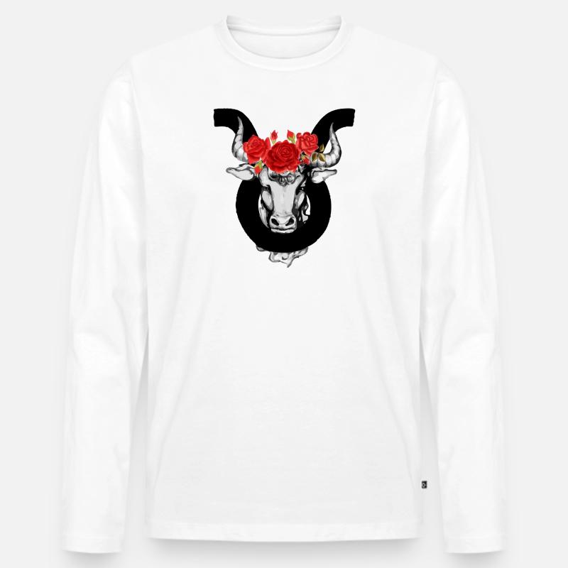 Aquarell Stier - Männer Premium Bio Langarmshirt - Weiß