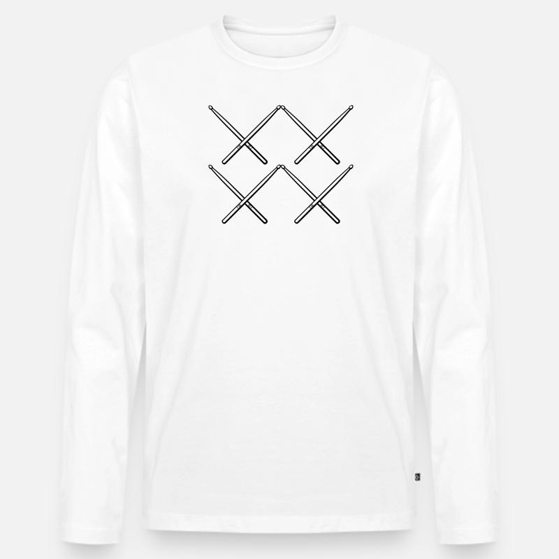 Schlagzeuger Drumsticks - Männer Premium Bio Langarmshirt - Weiß