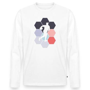 Joueur de rugby Rugby Abstrait Rugby Sport - T-shirt manches longues Premium bio Homme - blanc - Devant - Nico (187cm)