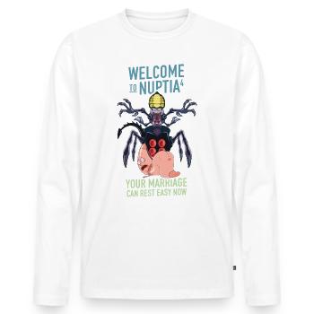 Rick and Morty Welcome To Nuptia - Men's Premium Organic Long Sleeve Shirt - white - Front - Nico (187cm)