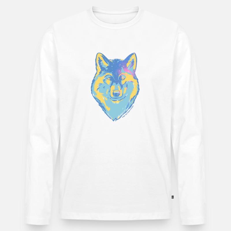 Stern-Wolf - Männer Premium Bio Langarmshirt - Weiß