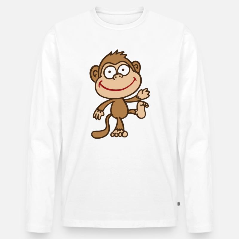 Affe - Männer Premium Bio Langarmshirt - Weiß