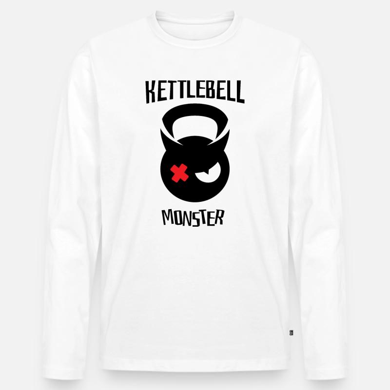 Kettlebell Monster 002 - Männer Premium Bio Langarmshirt - Weiß