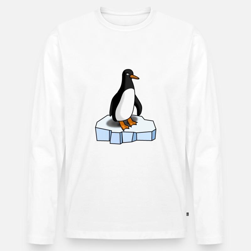 Süsser Pinguin - Männer Premium Bio Langarmshirt - Weiß