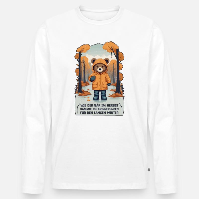 Wie der Bär im Herbst - Männer Premium Bio Langarmshirt - Weiß