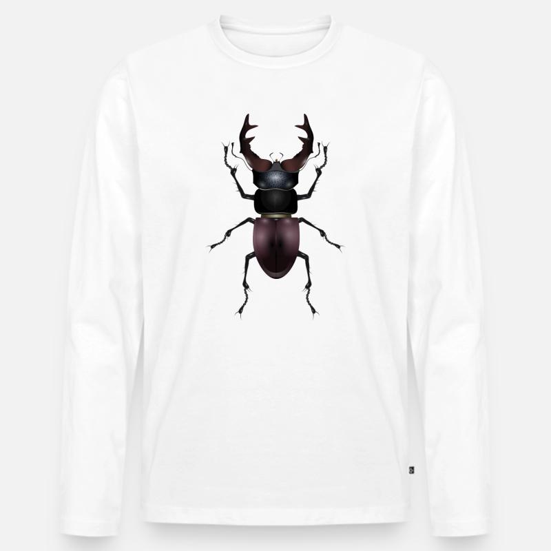 prächtiger Hirschkäfer von Hand gezeichnet - Männer Premium Bio Langarmshirt - Weiß