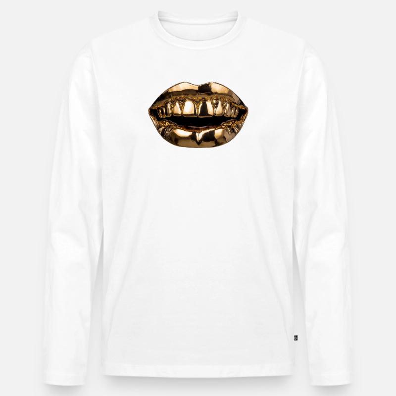 Lèvres dorées grillées - Männer Premium Bio Langarmshirt - Weiß