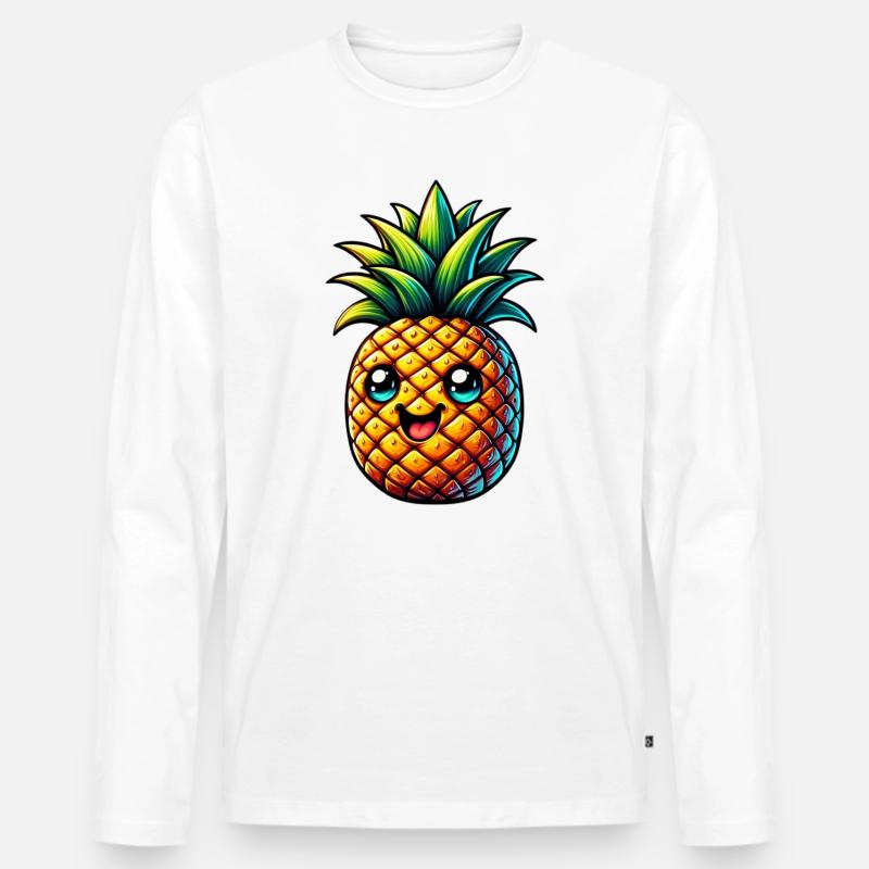 Ananas - Männer Premium Bio Langarmshirt - Weiß