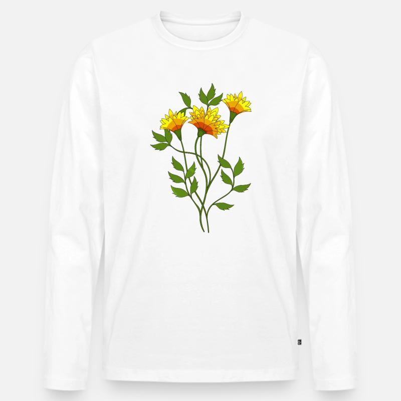 Blumen - Männer Premium Bio Langarmshirt - Weiß