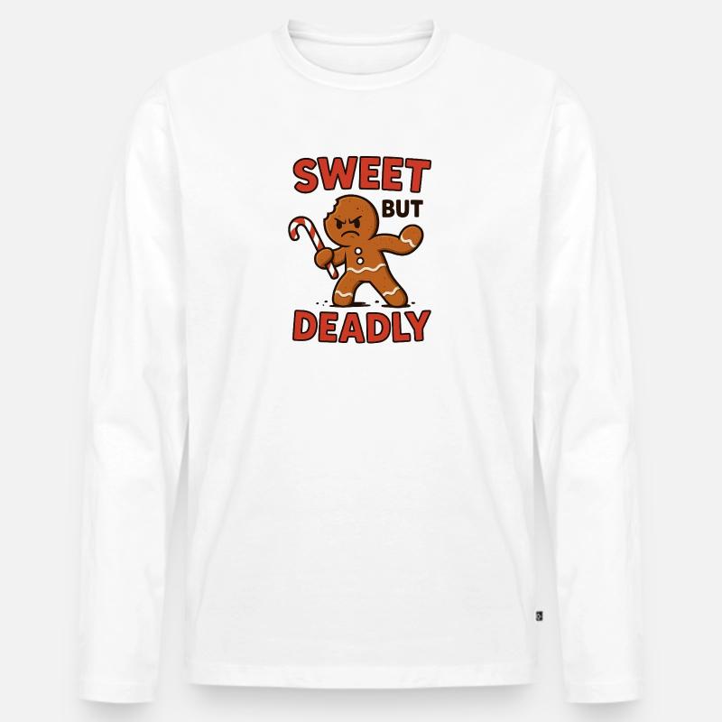 Süß, Aber Gefährlich Gingerbread - Männer Premium Bio Langarmshirt - Weiß