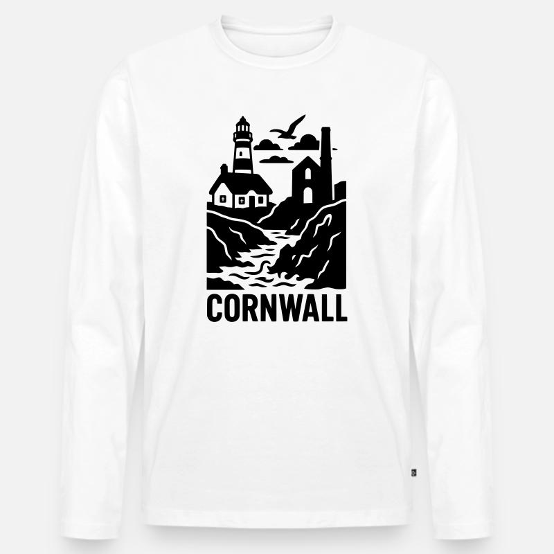 cornwall silhouette - Männer Premium Bio Langarmshirt - Weiß