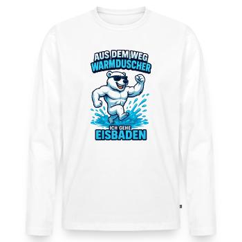Eisbaden Polarbär Power - Männer Premium Bio Langarmshirt - Weiß - Vorne - Nico (187cm)