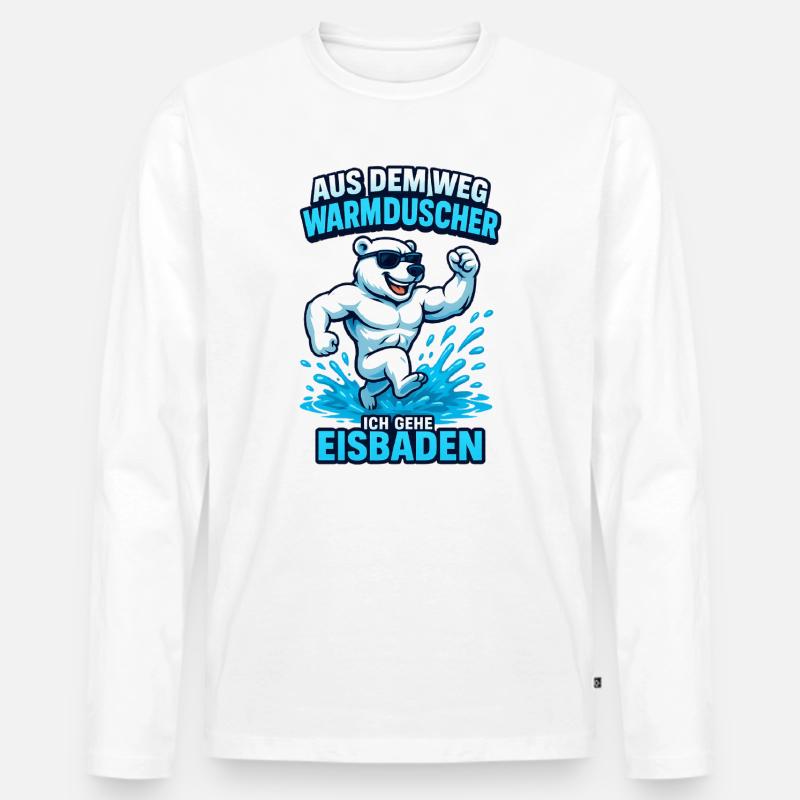 Eisbaden Polarbär Power - Männer Premium Bio Langarmshirt - Weiß