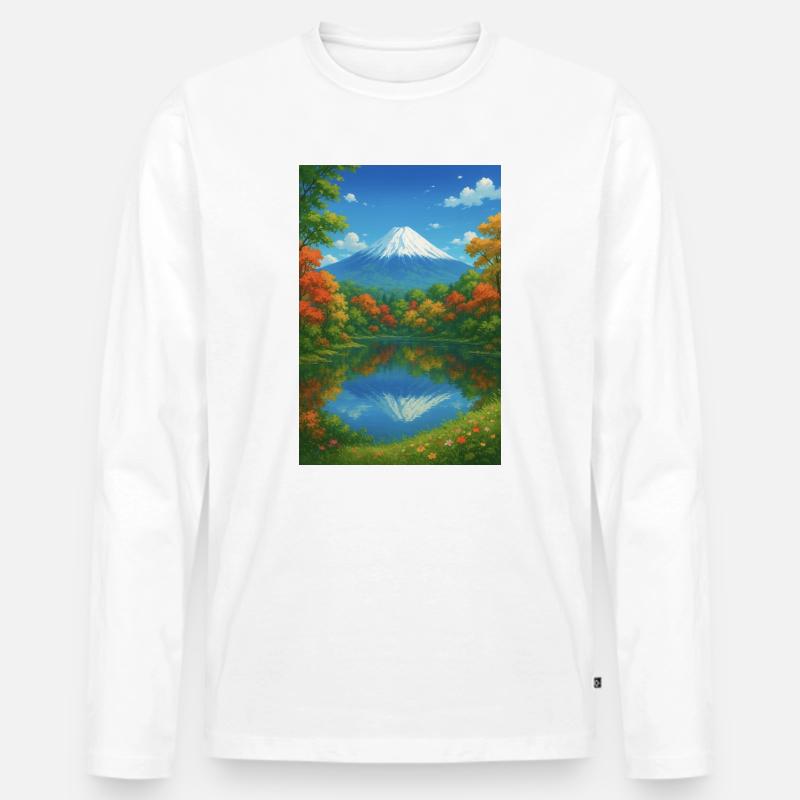 Mount Fuji Bei Herbst  - Männer Premium Bio Langarmshirt - Weiß