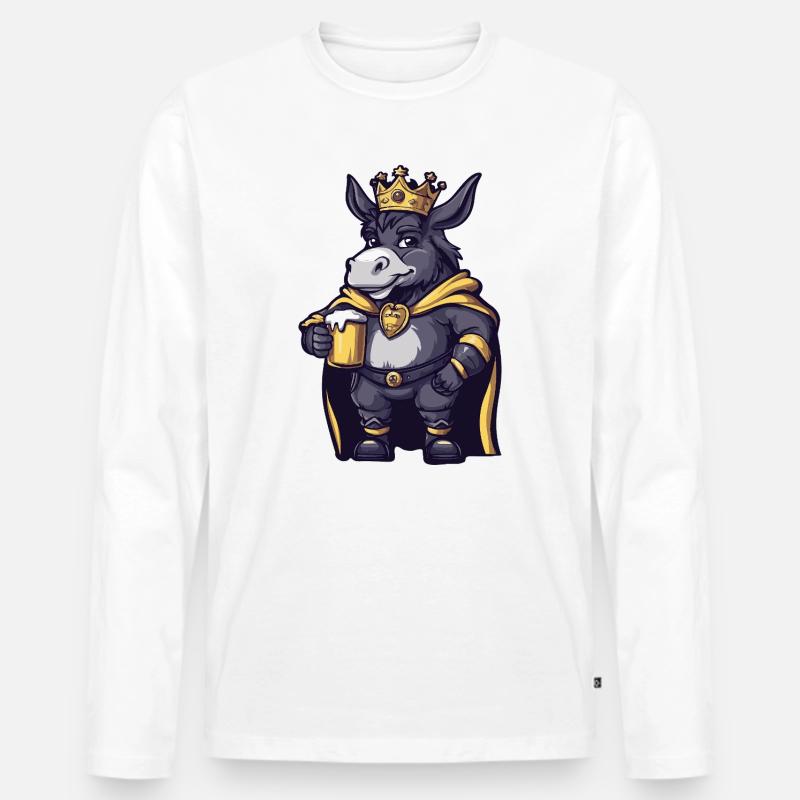 Esel Bier König - Männer Premium Bio Langarmshirt - Weiß