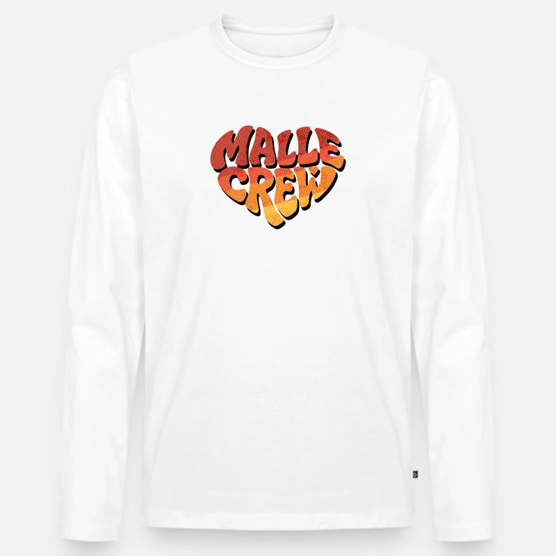Malle Crew Herz Gradient - Männer Premium Bio Langarmshirt - Weiß