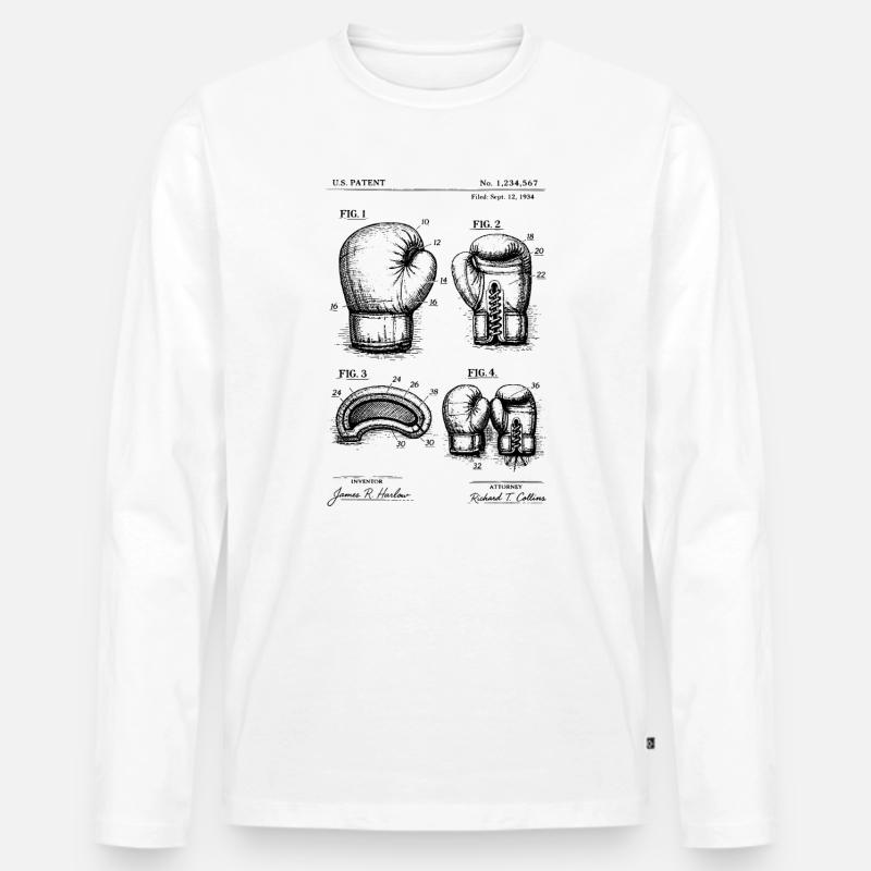 Progetto brevettuale dei guanti da boxe - Maglia a manica lunga ecologica premium da uomo - bianco