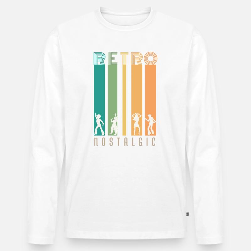 Retro-Bars und Silhouetten – Nostalgie - Männer Premium Bio Langarmshirt - Weiß