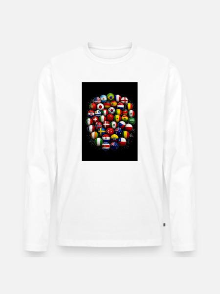 Flaggbälle Weltfußball - Männer Premium Bio Langarmshirt - Weiß