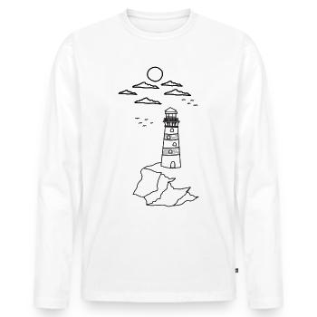 Phare de la mer du Nord - T-shirt manches longues Premium bio Homme - blanc - Devant - Nico (187cm)