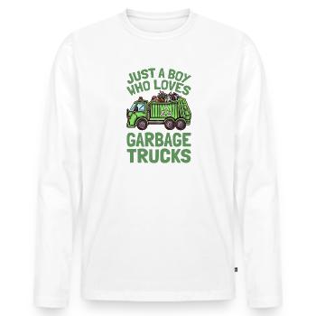 Juste un garçon qui aime les camions à ordures Camion à ordures - T-shirt manches longues Premium bio Homme - blanc - Devant - Nico (187cm)