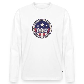 Awesome Since 1987 35th Birthday - Men's Premium Organic Long Sleeve Shirt - white - Front - Nico (187cm)