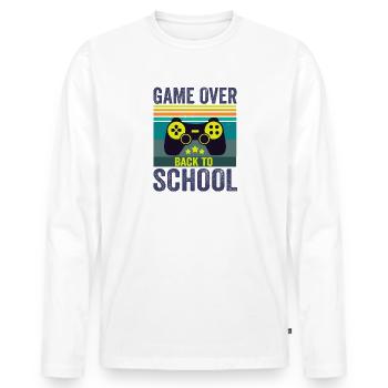 Zocker Game Over Retour à l’école Gamer - T-shirt manches longues Premium bio Homme - blanc - Devant - Nico (187cm)