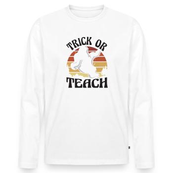 Trick Or Teach Lehrer Halloween - Männer Premium Bio Langarmshirt - Weiß - Vorne - Nico (187cm)