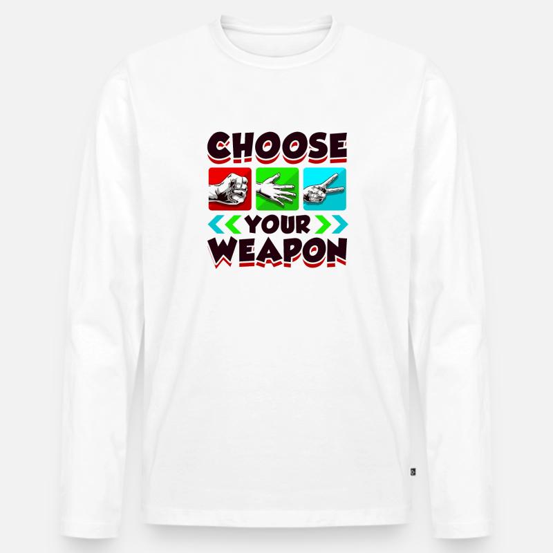 Schere Stein Papier - Männer Premium Bio Langarmshirt - Weiß