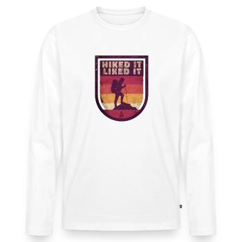 Wanderer Hiked It Liked It Wandern - Männer Premium Bio Langarmshirt - Weiß - Vorne - Nico (187cm)