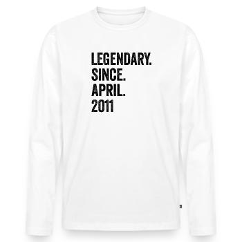 12 ans Légendaire depuis avril 2011 12ème anniversaire - T-shirt manches longues Premium bio Homme - blanc - Devant - Nico (187cm)