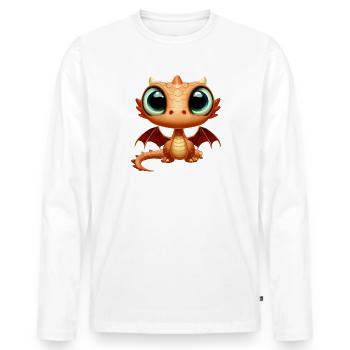 Big Eyed Dragon - Men's Premium Organic Long Sleeve Shirt - white - Front - Nico (187cm)