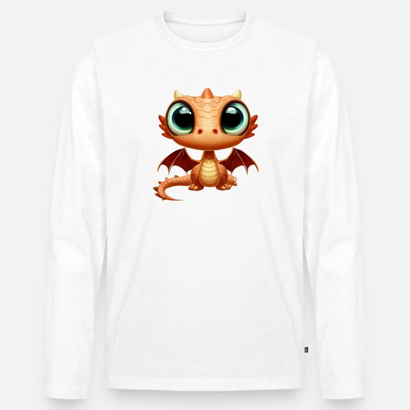 Großäugiger Drache - Männer Premium Bio Langarmshirt - Weiß