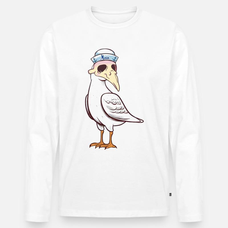 maritim Halloween Möwe Möwen Matrose - Männer Premium Bio Langarmshirt - Weiß