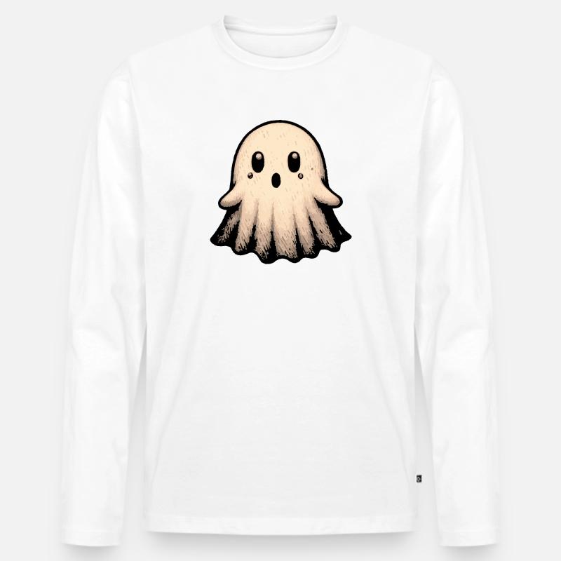 Halloween Geist - Männer Premium Bio Langarmshirt - Weiß